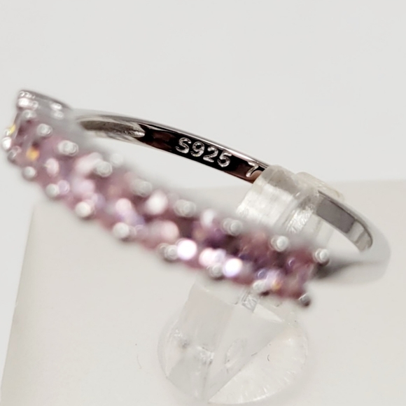 Sterling Silver Pink Stack Ring - Picture 10 of 13